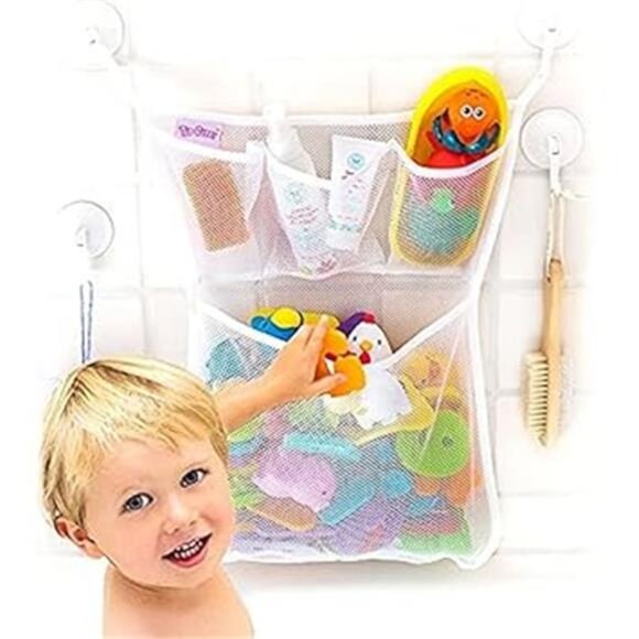Tub Cubby Bath Toy Storage Organizer -14"x20" Mesh Shower Caddy With Suction Cup - Picture 7 of 7